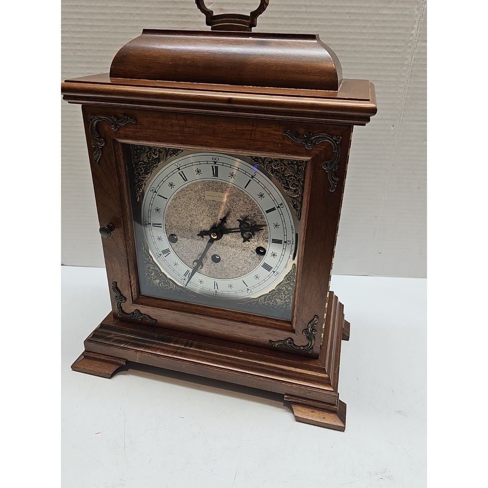 Hamilton Franz Hermle 1050-020 Wooden Bracket Mantel Clock 16" Triple Chime Key